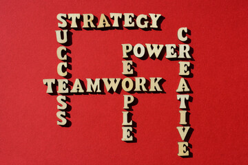 Wall Mural - Strategy, Success, Teamwork, People, Power and Creative,  words as crossword