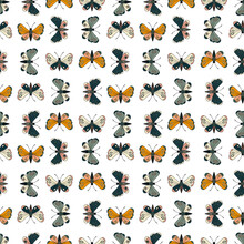 Seamless Butterflies Pattern,  Spring Insect Background,  Cartoon Abstract Butterflies Backdrop, Feminine Wallpaper For Fabric, Wrapping Paper, Stationery