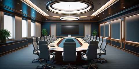 Sleek and Modern Large Executive Conference Room, Generative AI