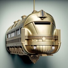 Photorealistic Art Deco Hanging Train: A Detailed And Stunning Artistic Masterpiece In Scale 4.00x