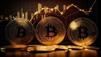 Wall Mural - Bitcoin - Join the Bitcoin craze and start trading today. The graph shows its potential for profit - ai generated