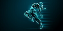 Abstract Silhouette Of A Young Hip-hop Dancer, Breake Dancing Woman Isolated On Black Background.