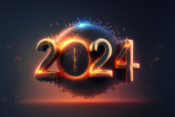 Wall Mural - 2024: A Year of Celebration and Numerical Significance. Happy New Year 2024. Generative Ai