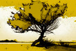 © VicenSanh - abstract red tree landscape background, one colour concept, generative ai