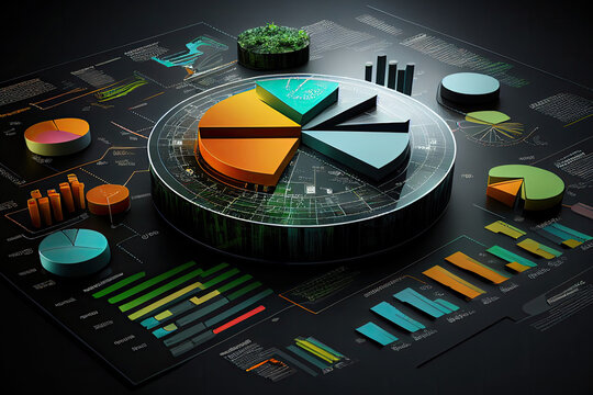 big data analytics report. infographic with graph and chart on abstract background. distribution of 