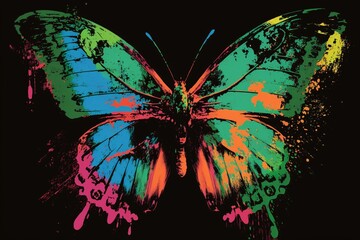 butterfly on a black background colorful art wings