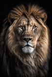 Fototapeta Koty - Lion on dark background. Ai generated illustration