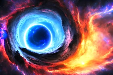 Wall Mural - Magical Fantasy Black Hole Portal In The Space With Colorful Nebula,. Generative AI