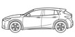 © Anton Baranovskyi - Outline drawing of a hatchback car from side view. Vector outline doodle illustration. Design for print or color book