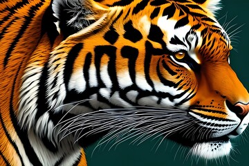 Wall Mural - Tiger Head On Vibrant Color. Generative AI