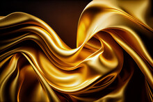 Golden Silk Waves Background. Generative AI. 3