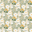 Daisy, tansy and yarrow field pattern illustration