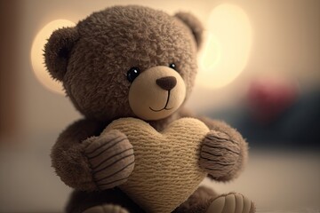 teddy bear with heart - ai generated