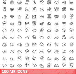 Wall Mural - 100 air icons set. outline illustration of 100 air icons vector set isolated on white background