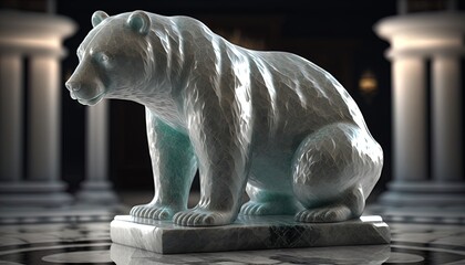 Marble sculpture of a bear as a concept of bearish / pessimistic mindset in relation to stock prices or crypto prices created with generative ai technology