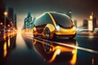 © top images - Future of urban autonomous mobility taxi cab car, Public transportation. AI generated, human enhanced