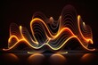 © Papouilles - Arrière-plan abstrait de ligne ondulée néon colorée brillant dans l'obscurité. AI générative