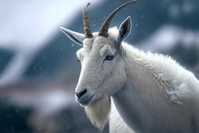 Photorealistic Image Of A Mountain Goat. Generative AI. 