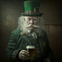Irish Man, Leprechaun, Drinking, St Patrick's Day, Made With Generative AI