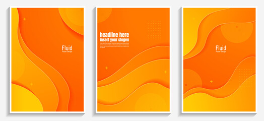 Poster - creative fluid poster design set background, yellow and orange light ideal for web, social media banner, cover, print, promotion, greeting, ad, page, 