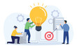 © free_illustration10 - Business idea concept. People characters develop creative business idea. Collaboration meeting, sharing knowledge, teamwork or people thinking the same idea. Vector illustration.