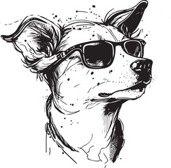 Poster - Ink Style Vector Art of a Dog Wearing Sunglasses 