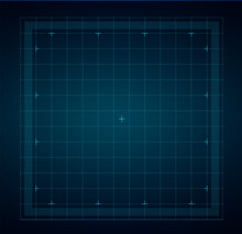 HUD Grid For Futuristic Interface, Vector Ui Or Gui. High Tech Virtual Screen Or Future Technology Digital Dashboard Display With Hologram Dots, Lines And Squares Pattern, HUD Radar Grid Of Space Game