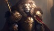 noble lion digital art illustration, Generative AI
