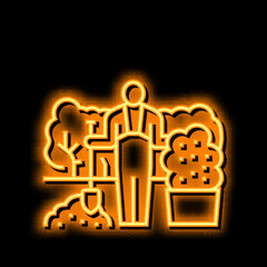 Wall Mural - landscaper business neon glow icon illustration