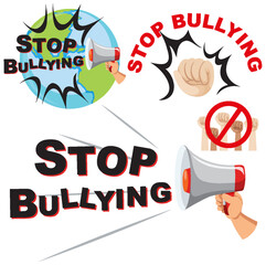 Wall Mural - Stop Bullying Cartoon Icons Set