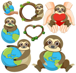 Poster - Set of sloth cartoon icon