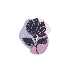 Wall Mural - Vector magnolia flower with abstract shapes illustration. Hand drawn floral silhouette isolated on white background. Botanical nature element for minimalistic poster, cards, banner.