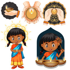 Sticker - Set of mix diwali objects