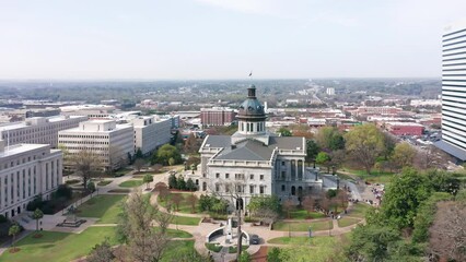 Wall Mural - Aerial establishing shot of the South Carolina State House in Columbia. The South Carolina State House is the building housing the government of the U.S. state of South Carolina