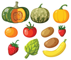 Wall Mural - vegetables and fruits fiber foods group