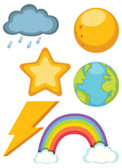 Wall Mural - Set of weather simple cartoon style