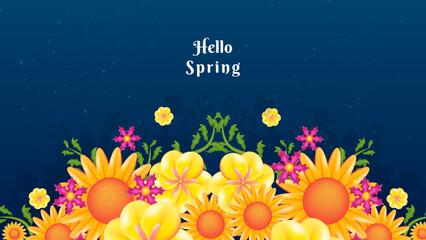 Dark blue nature spring Background vector