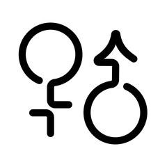 Wall Mural - Gender symbols, male and female line icons. Black elements isolated on white background.
