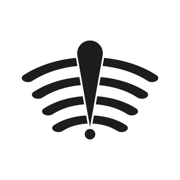 wifi exclamation mark icon. vector illustration.