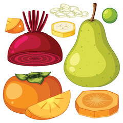 Wall Mural - Set of mix fruit and vegetable