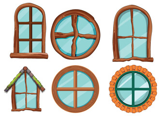 Wall Mural - set of hobbit house window element decoration