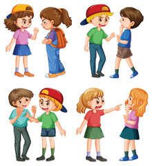 Poster - Set of bully kids cartoon character