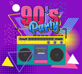 Canvas Print - 90s party poster template