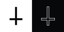 The Cross Of Saint Peter Or Petrine Cross Is An Inverted Latin Cross Traditionally Used As A Christian Symbol, But In Recent Times Also Used As An Anti-Christian Symbol. Vector Isolated On Black.