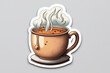 hot steaming cup of tea, sticker