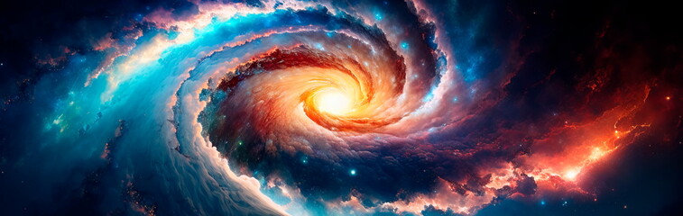 Wall Mural - spiral galaxy and planets in deep space generative ai