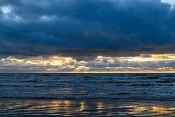 Poster - Evening by Baltic sea, Liepaja, Latvia.