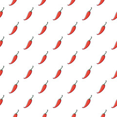 Canvas Print - Cute Red Chili Pepper seamless pattern in doodle style. Vector hand drawn cartoon Red Chili Pepper illustration. Hand drawn Sketch of Red Chili Pepper. Pattern for kids clothes.