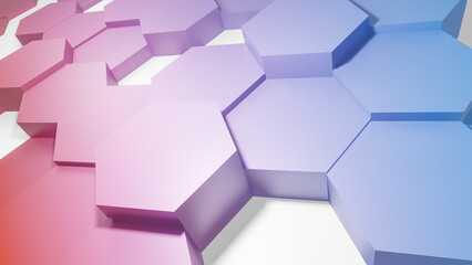 Wall Mural - Hexagonal background with pink and blue hexagons, abstract futuristic geometric backdrop or wallpaper with copy space for text