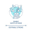 © bsd studio - Enable safety at home blue concept icon. Personal care and companionship service abstract idea thin line illustration. Isolated outline drawing. Editable stroke. Arial, Myriad Pro-Bold fonts used